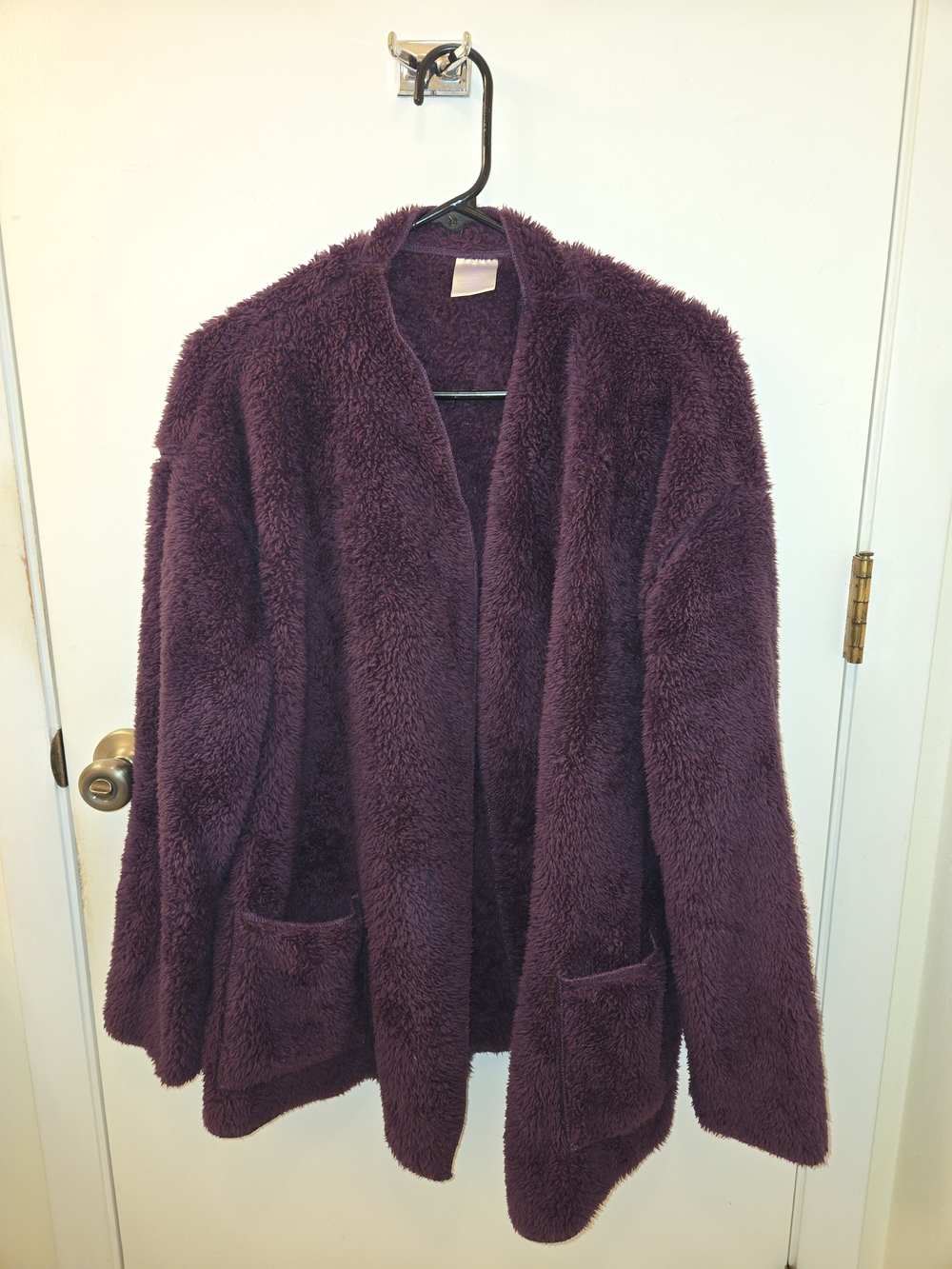 Secret Treasures Plush Cardigan in Deep Plum